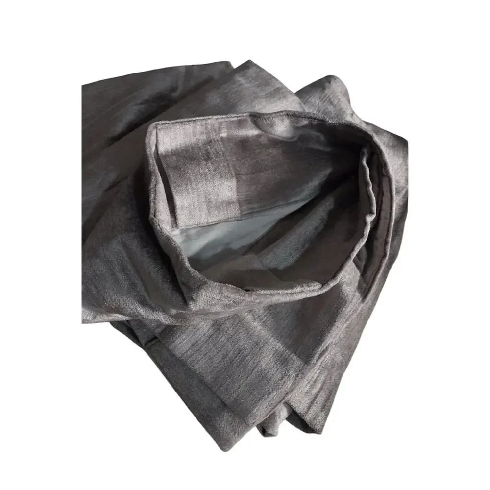 New Quince Luster Velvet Cotton Lined Curtain Silver 48x108 Rod/Pole 1785-I